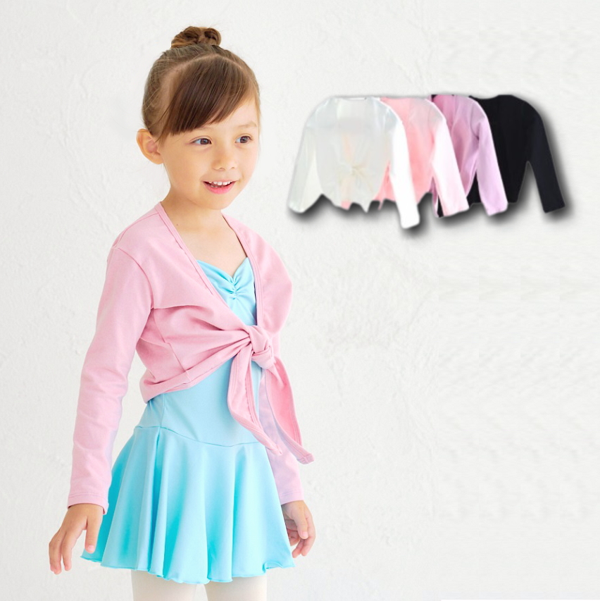 バレエ 子供 長袖 カーディガン タイトップ(前結び) カーディガン バレエトップス 全4色 とっても可愛いバレエ用品♪｜バレエ レオタード、トウシューズのバレエ用品専門通販サイト インポートバレエサプライ Soudittur バレエラップトップ コットン 長袖 ダンス カーディガン シュラッグ 女の子用 ブラック ピンク ホワイト 3-