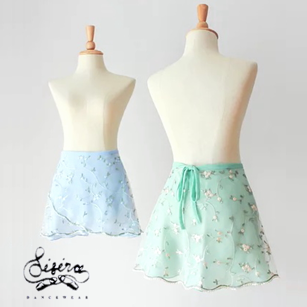 バレエ 巻きスカート 【Sisira】刺繍入り 2枚重ね スカート  Sisiradancewear シシラダンスウエア　バレエスカート